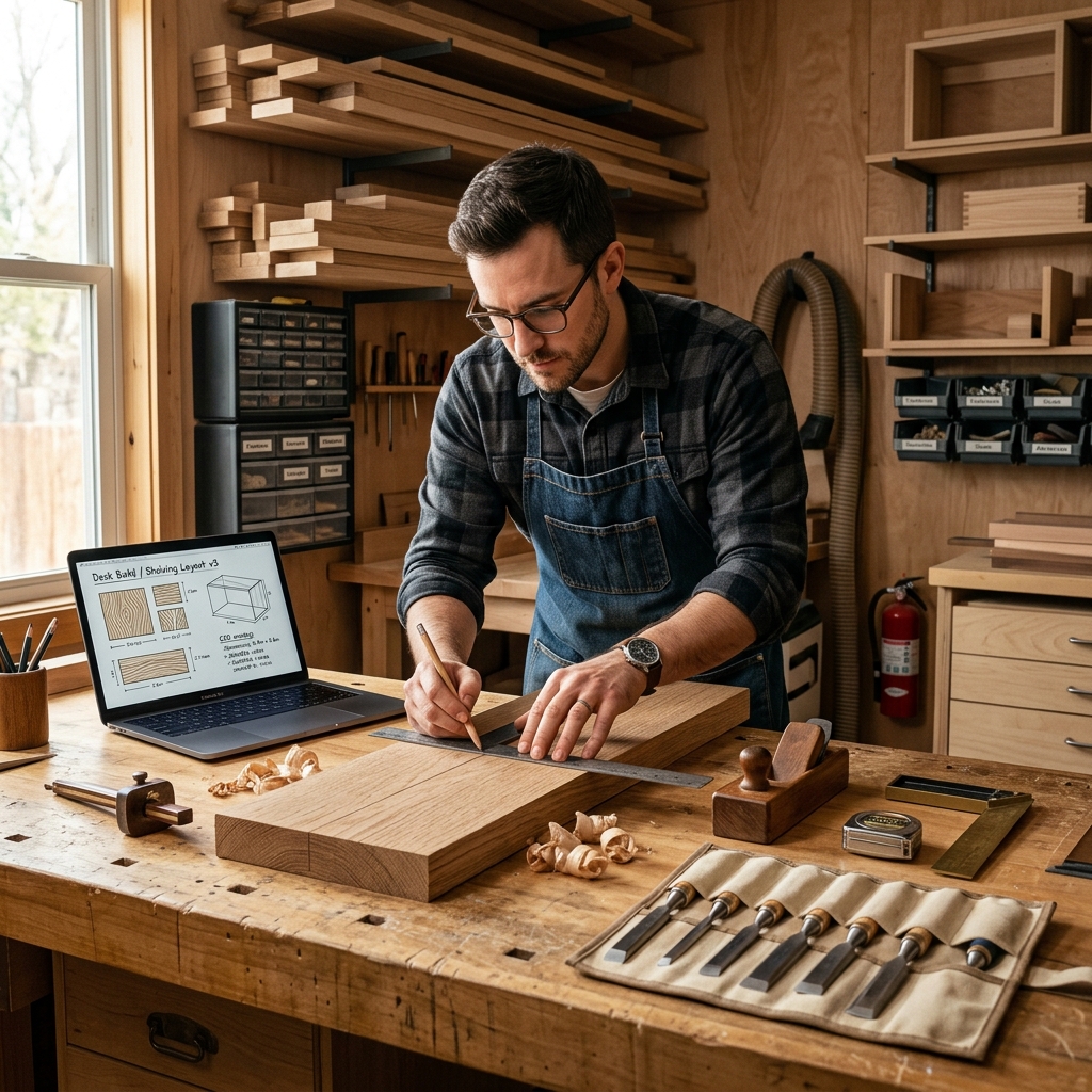 IT professional measuring wood